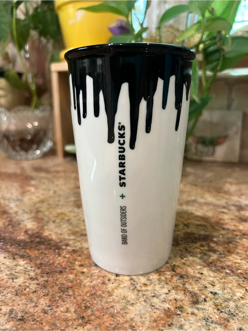 Starbucks Band of Outsiders 12 oz Travel Tumbler Ceramic Black Drip 2014 w Lid